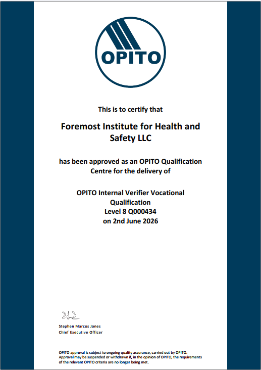 OPITO Internal Verifier Vocational Qualification , Internal Verifier Vocational Qualification , Verifier vocational qualification , vocational qualification, foremost , foremost institute for health and safety